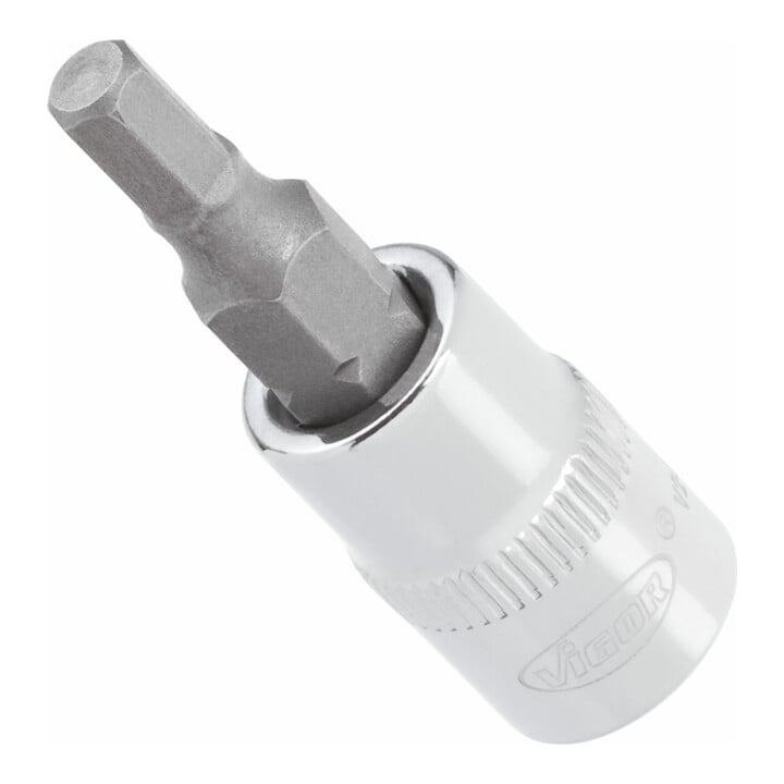 VIGOR Embout tournevis carré creux 6,3 mm (1/4") profil hexagonal intérieur V2431N, longueur 38 mm