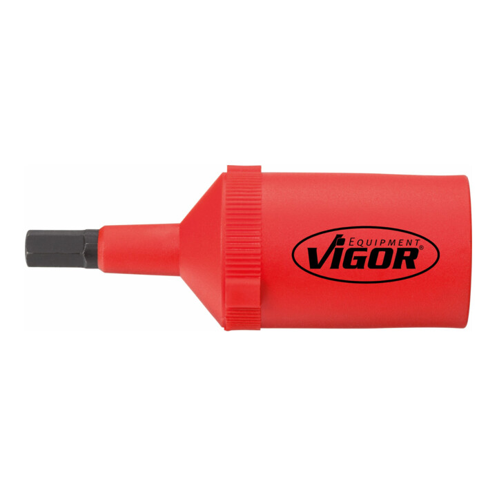 VIGOR Embout tournevis VDE carré creux 12,5 mm (1/2") profil hexagonal intérieur 6, longueur totale 78 mm