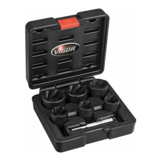 VIGOR Ensemble d'extracteurs à rainure hélicoïdale intérieur carré 12,5 mm (1/2 pouce), 7 outils V3741