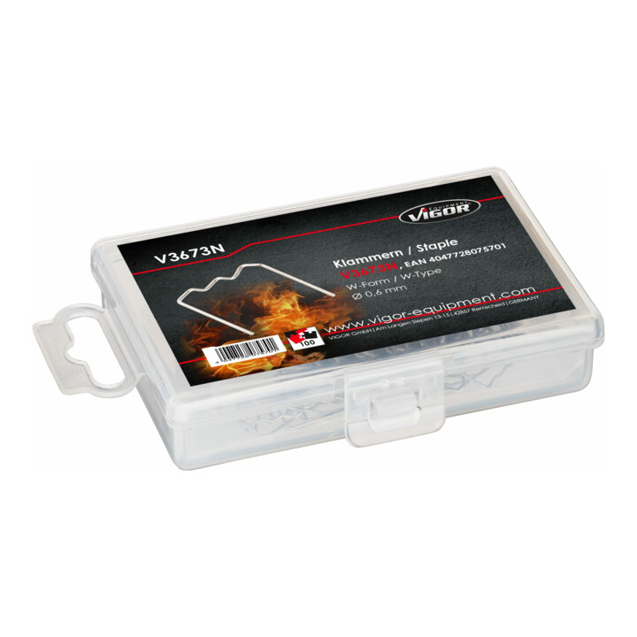 VIGOR Ersatzklammern, 0,6mm, W-Form, V3673N, 100-teilig