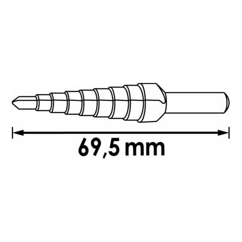 VIGOR HSS-Stufenbohrer 4 - 12 mm V2394 Gesamtlänge: 65 mm