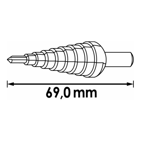 VIGOR HSS-Stufenbohrer 4 - 30 mm V2396 Gesamtlänge: 100 mm