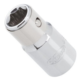 VIGOR Innensechskant-Antrieb 6,3 = 1/4 Zoll Innenvierkant Antrieb 6,3 = 1/4 Zoll Bit-Adapter V3651 Vierkant hohl 6,3 mm (1/4 Zoll) Sechskant hohl 6,3 (1/4 Zoll) Gesamtlänge: 25 mm