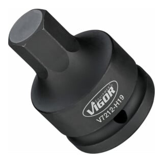 VIGOR Innensechskant Schlagschrauber Schraubendreher-Einsatz, V7212-H19, 3/4 Zoll (20 mm) Vierkant, Innen Sechskant Profil, SW 19 mm
