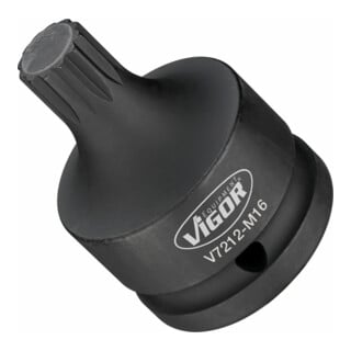 VIGOR Innensechskant Schlagschrauber Schraubendreher-Einsatz, V7212-M16, 3/4 Zoll (20 mm) Vierkant, Innen Vielzahn Profil XZN, SW M16