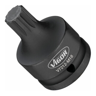 VIGOR Innensechskant Schlagschrauber Schraubendreher-Einsatz, V7212-M18, 3/4 Zoll (20 mm) Vierkant, Innen Vielzahn Profil XZN, SW M18