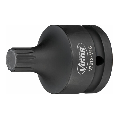 VIGOR Innensechskant Schlagschrauber Schraubendreher-Einsatz, V7212-M18, 3/4 Zoll (20 mm) Vierkant, Innen Vielzahn Profil XZN, SW M18