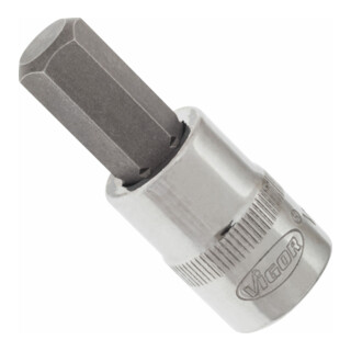 VIGOR Innenvierkant Antrieb 10 = 3/8 Zoll Schraubendreher-Einsatz Innensechskant-Profil V2279N ∙ Vierkant hohl 10 mm (3/8 Zoll) ∙ Innen-Sechskant Profil ∙ 10 ∙ Gesamtlänge: 49 mm