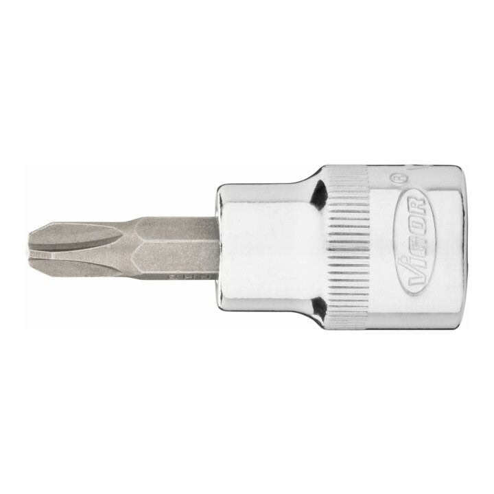 VIGOR Innenvierkant Antrieb 10 = 3/8 Zoll Schraubendreher-Einsatz Kreuzschlitz-Profil (PH) V2292N ∙ Vierkant hohl 10 mm (3/8 Zoll) ∙ Kreuzschlitz Profil PH ∙ PH 3 ∙ Gesamtlänge: 49 mm