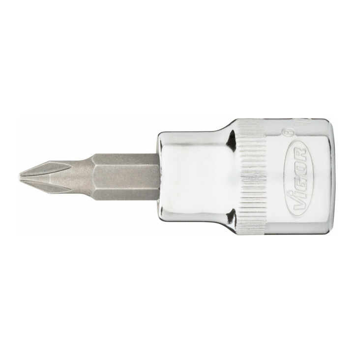 VIGOR Innenvierkant Antrieb 10 = 3/8 Zoll Schraubendreher-Einsatz Kreuzschlitz-Profil (PH) V2294N ∙ Vierkant hohl 10 mm (3/8 Zoll) ∙ Kreuzschlitz Profil PH ∙ PH 1 ∙ Gesamtlänge: 49 mm