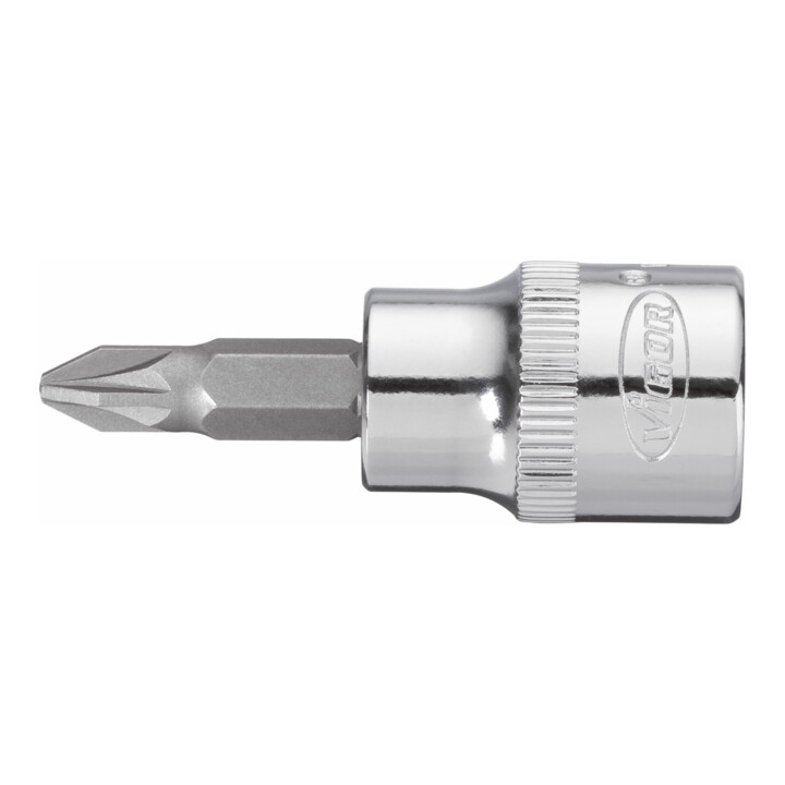 VIGOR Innenvierkant Antrieb 10 = 3/8 Zoll Schraubendreher-Einsatz Pozidriv-Profil (PZ) V2289N ∙ Vierkant hohl 10 mm (3/8 Zoll) ∙ Pozidriv Profil PZ ∙ PZ 3 ∙ Gesamtlänge: 49 mm