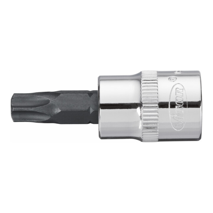 VIGOR Innenvierkant Antrieb 10 = 3/8 Zoll TX Schraubendreher-Einsatz Innen TX Profil V2300N ∙ Vierkant hohl 10 mm (3/8 Zoll) ∙ Innen TX Profil ∙ T 27 ∙ Gesamtlänge: 49 mm