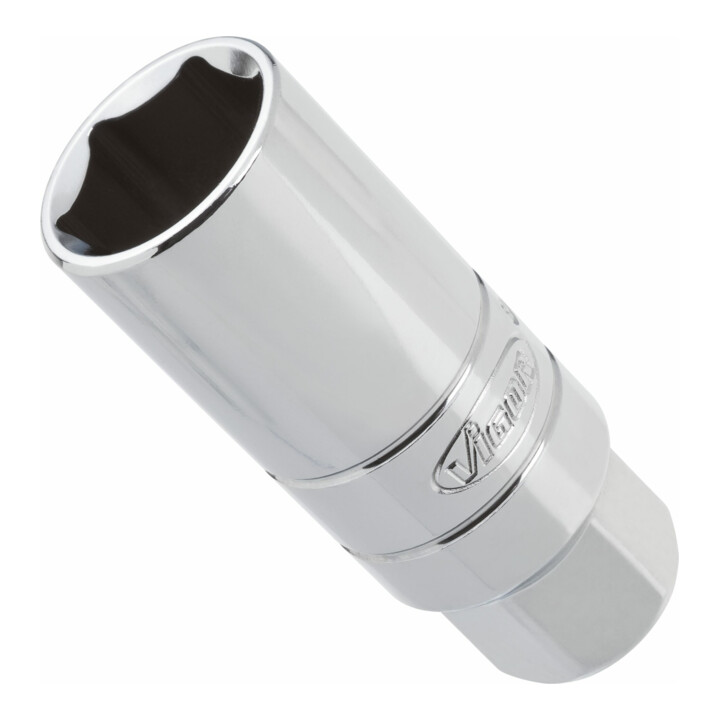 VIGOR Innenvierkant Antrieb 10 = 3/8 Zoll Zündkerzen-Einsatz Außensechskant-Profil V2119N ∙ Vierkant hohl 10 mm (3/8 Zoll) ∙ Außen-Sechskant Profil ∙ 16 ∙ Gesamtlänge: 66 mm