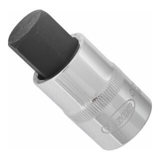 VIGOR Innenvierkant Antrieb 12,5 = 1/2 Zoll Innensechskant Schraubendreher-Einsatz Innensechskant-Profil V2069 Vierkant hohl 12,5 mm (1/2 Zoll) Innen-Sechskant Profil 17 Gesamtlänge: 55 mm