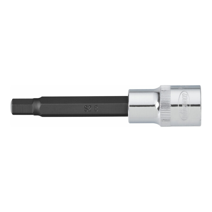 VIGOR Innenvierkant Antrieb 12,5 = 1/2 Zoll Innensechskant Schraubendreher-Einsatz Innensechskant-Profil V2078 Vierkant hohl 12,5 mm (1/2 Zoll) Innen-Sechskant Profil 12 Gesamtlänge: 100 mm