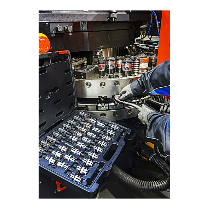 VIGOR Innenvierkant Antrieb 12,5 = 1/2 Zoll Schraubendreher-Einsatz-Sortiment V2496 Innen TX Profil, Innen Keilprofil Ribe-CV, Innen-Sechskant Profil, Innen Vielzahn Profil XZN Anzahl Werkzeuge: 36