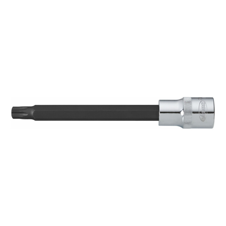 VIGOR Innenvierkant Antrieb 12,5 = 1/2 Zoll TX Schraubendreher-Einsatz Innen TX Profil V2177 Vierkant hohl 12,5 mm (1/2 Zoll) Innen TX Profil T 60 Gesamtlänge: 140 mm
