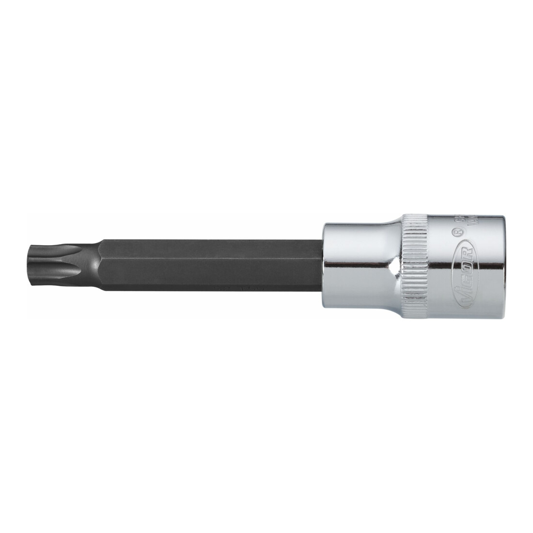 VIGOR Innenvierkant Antrieb 12,5 = 1/2 Zoll TX Schraubendreher-Einsatz Innen TX Profil V2162 Vierkant hohl 12,5 mm (1/2 Zoll) Innen TX Profil T 25 Gesamtlänge: 100 mm