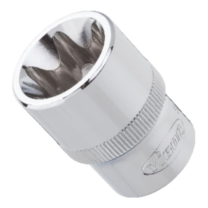 VIGOR Innenvierkant Antrieb 12,5 = 1/2 Zoll TX Steckschlüssel-Einsatz Außen TX Profil V2731 Vierkant hohl 12,5 mm (1/2 Zoll) Außen TX Profil E 11 Gesamtlänge: 38 mm