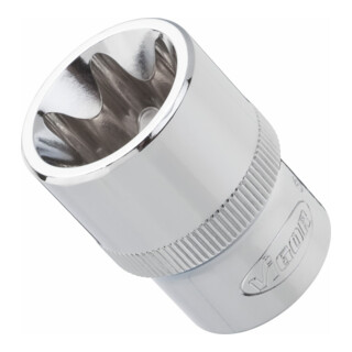 VIGOR Innenvierkant Antrieb 12,5 = 1/2 Zoll TX Steckschlüssel-Einsatz Außen TX Profil V2735 Vierkant hohl 12,5 mm (1/2 Zoll) Außen TX Profil E 22 Gesamtlänge: 38 mm