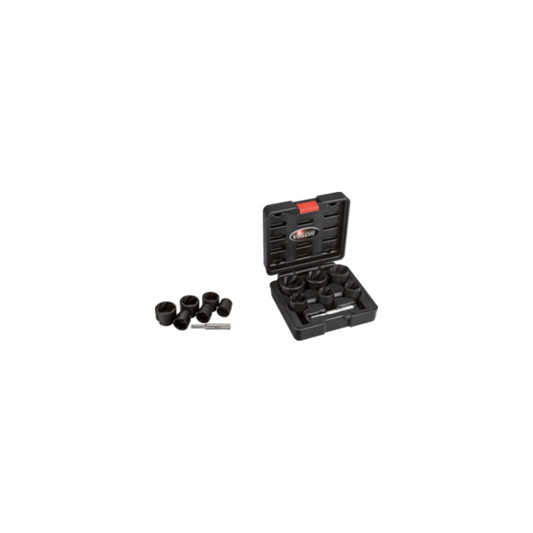 VIGOR Innenvierkant Antrieb 12,5 = 1/2 ZollSpiralnutenausdreher-Einsatz-Sortiment V3741 Vierkant hohl 12,5 mm (1/2 Zoll) Anzahl Werkzeuge: 7