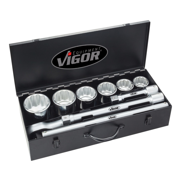 VIGOR Innenvierkant Antrieb 25 = 1 Zoll Steckschlüssel-Satz Innenvielzahn-Profil (XZN) V3278 Vierkant hohl 25 mm (1 Zoll) Anzahl Werkzeuge: 11