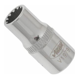 VIGOR Innenvierkant Antrieb 6,3 = 1/4 Zoll Multiprofil-Steckschlüssel-Einsatz Multiprofil V1979 Vierkant hohl 6,3 mm (1/4 Zoll) 6 Gesamtlänge: 25 mm