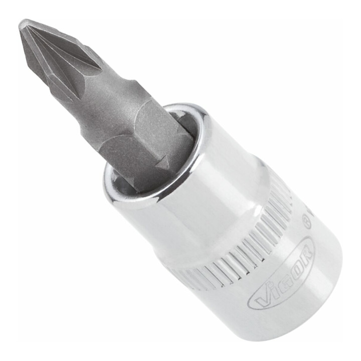 VIGOR Innenvierkant Antrieb 6,3 = 1/4 Zoll Schraubendreher-Einsatz Pozidriv-Profil (PZ) V2439N ∙ Vierkant hohl 6,3 mm (1/4 Zoll) ∙ Pozidriv Profil PZ ∙ PZ 1 ∙ Gesamtlänge: 38 mm