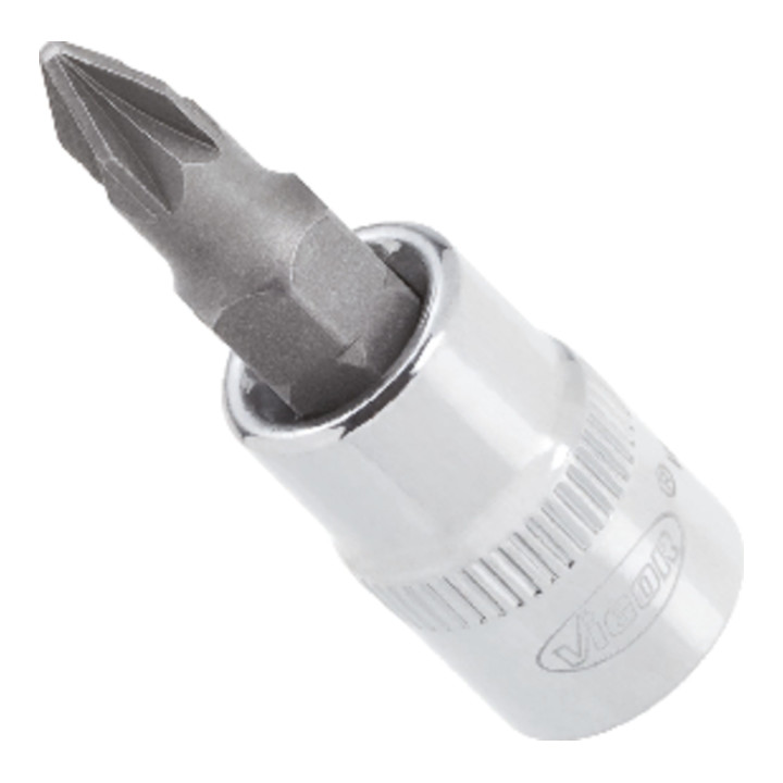 VIGOR Innenvierkant Antrieb 6,3 = 1/4 Zoll Schraubendreher-Einsatz Pozidriv-Profil (PZ) V2441 Vierkant hohl 6,3 mm (1/4 Zoll) Pozidriv Profil PZ PZ 3 Gesamtlänge: 38 mm