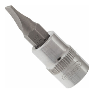 VIGOR Innenvierkant Antrieb 6,3 = 1/4 Zoll Schraubendreher-Einsatz Schlitz-Profil V2428N ∙ Vierkant hohl 6,3 mm (1/4 Zoll) ∙ Schlitz Profil ∙ 1 x 5,5 ∙ Gesamtlänge: 38 mm
