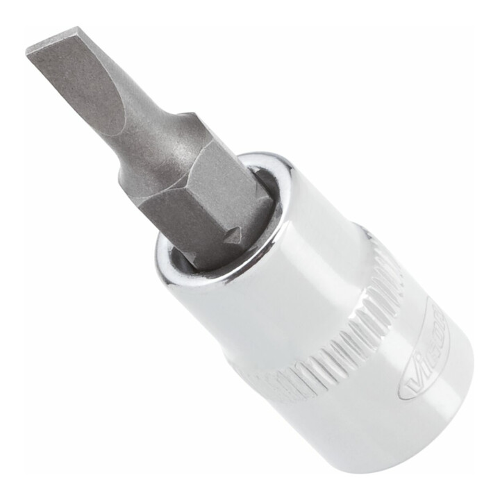 VIGOR Innenvierkant Antrieb 6,3 = 1/4 Zoll Schraubendreher-Einsatz Schlitz-Profil V2429N ∙ Vierkant hohl 6,3 mm (1/4 Zoll) ∙ Schlitz Profil ∙ 1,2 x 7 ∙ Gesamtlänge: 38 mm