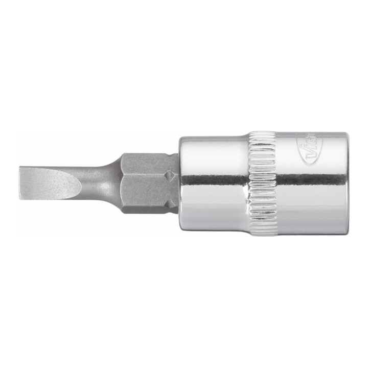 VIGOR Innenvierkant Antrieb 6,3 = 1/4 Zoll Schraubendreher-Einsatz Schlitz-Profil V2429N ∙ Vierkant hohl 6,3 mm (1/4 Zoll) ∙ Schlitz Profil ∙ 1,2 x 7 ∙ Gesamtlänge: 38 mm