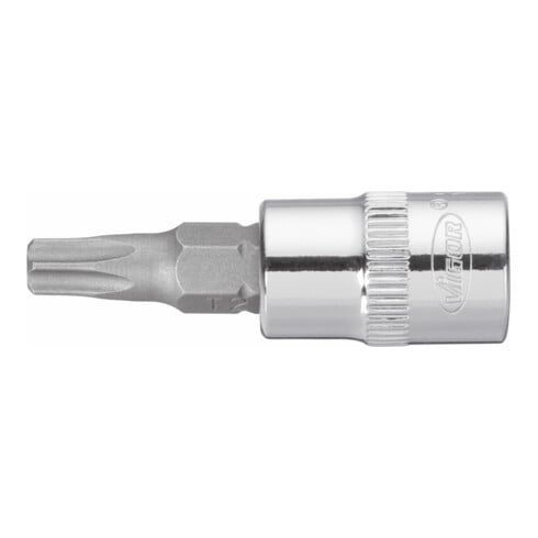 VIGOR Innenvierkant Antrieb 6,3 = 1/4 Zoll Schraubendreher-Einsatz Tamper-Resistant TORX® Profil V2596N ∙ Vierkant hohl 6,3 mm (1/4 Zoll) ∙ Tamper Resistant TORX® Profil ∙ T 9 H ∙ Gesamtlänge: 38 mm