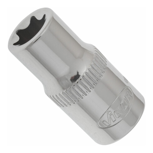 VIGOR Innenvierkant Antrieb 6,3 = 1/4 Zoll TORX Steckschlüssel-Einsatz Außen TORX Profil V2723 Vierkant hohl 6,3 mm (1/4 Zoll) Außen TORX Profil E11 Gesamtlänge: 24.8 mm