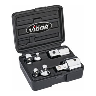VIGOR Jeu d’adaptateurs V1293 Carré creux 6,3 mm (1/4"), 10 mm (3/8"), 12,5 mm (1/2"), 20 mm (3/4"), carré plein 6,3 mm (1/4"), 10 mm