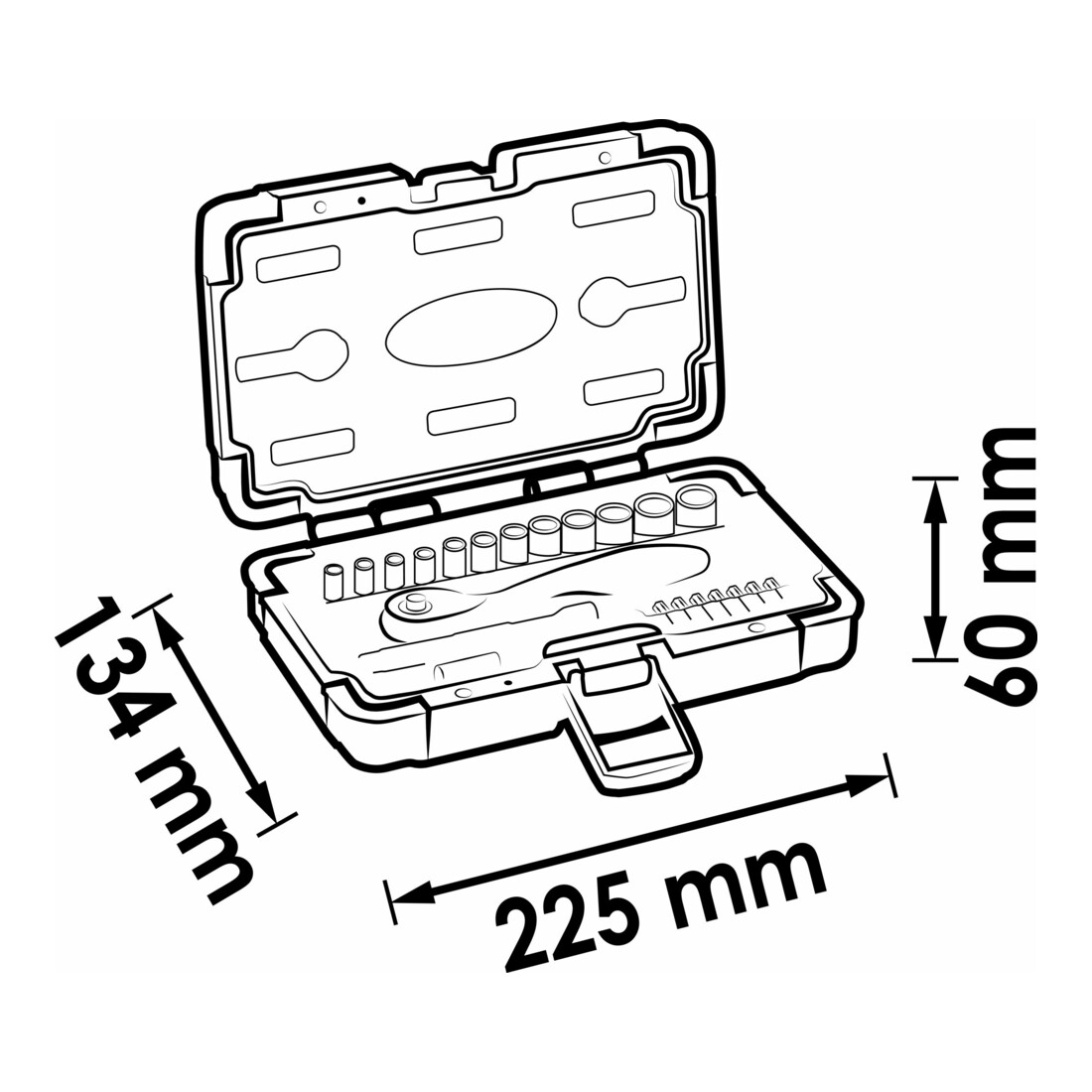 VIGOR Jeu de clés à douille 1/4" carré creux 6,3 mm V3734N, 23 pièces, profil hexagonal extérieur
