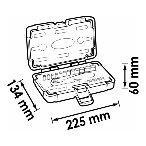 VIGOR Jeu de clés à douille 1/4" carré creux 6,3 mm V3734N, 23 pièces, profil hexagonal extérieur