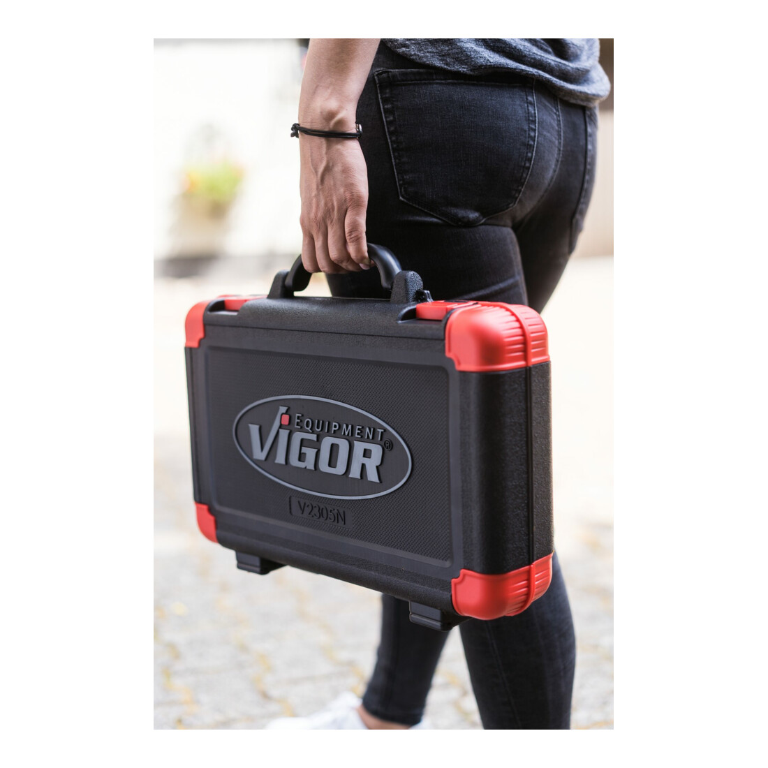 VIGOR Jeu de clés à douille 3/8" V2305N, carré creux et massif 10 mm, 61 pièces