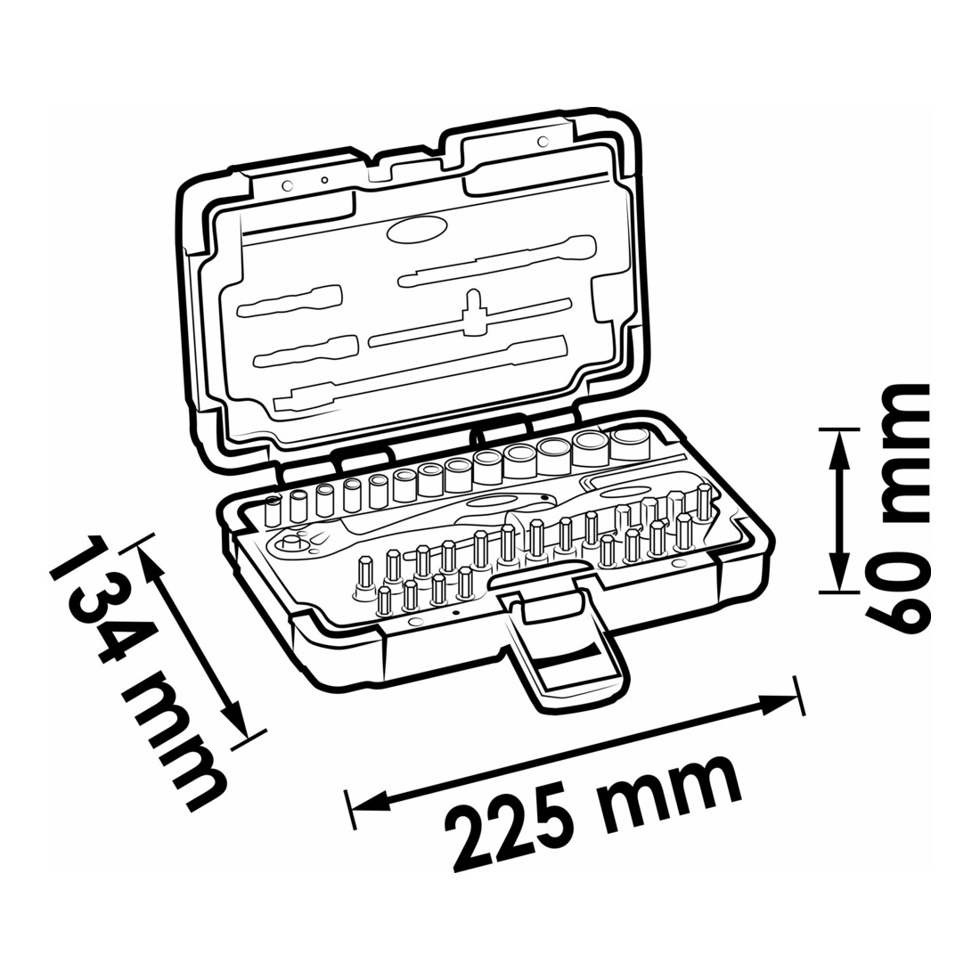 VIGOR Jeu de clés à douille 6,3 mm (1/4") à carré creux, 46 pièces V2414N