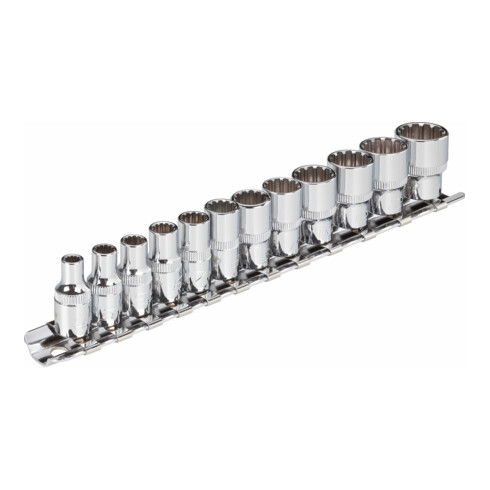 VIGOR Jeu de clés à douille multiprofil 6,3 mm (1/4") carré creux - 12 pièces, L 25 mm