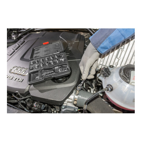 VIGOR Jeu de clés à douille extra-plat V5202 carré creux 6,3 mm (1/4 pouce) 4 – 14 mm, 25 pièces