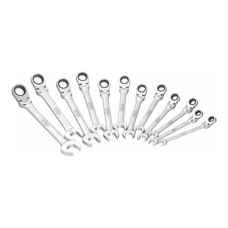 VIGOR Jeu de clés mixtes à cliquet articulé V2818, 12 pièces