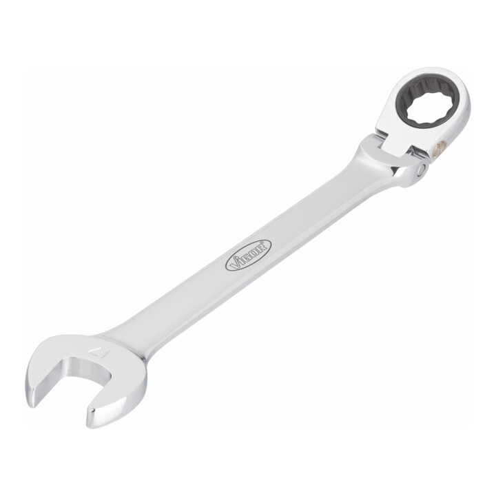 VIGOR Jeu de clés mixtes à cliquet articulé V2818, 12 pièces