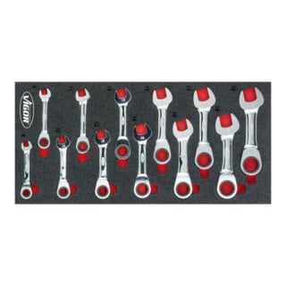 VIGOR Jeu de clés mixtes à cliquet court V5075, 12 pièces