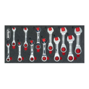 VIGOR Jeu de clés mixtes à cliquet court V5075, 12 pièces