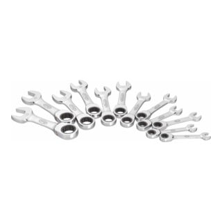 VIGOR Jeu de clés mixtes à cliquet courtes V2821, 12 pièces