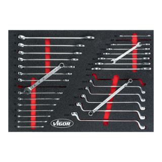VIGOR Jeu de clés mixtes doubles, clés à anneau doubles et clés mixtes V6726 6 – 22 6 x 7 – 20 x 22 mm 29 pièces