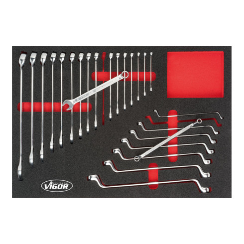 VIGOR Jeu de clés mixtes doubles V6649, profil hexagonal extérieur 6–24 mm, 25 pièces