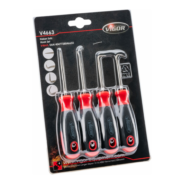 VIGOR Jeu de mini crochets V4663 130 mm 4 pièces