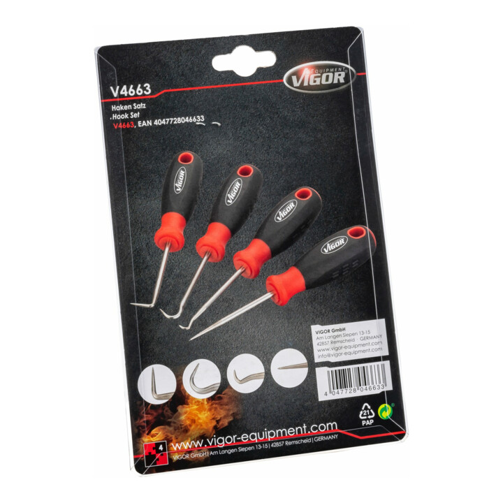 VIGOR Jeu de mini crochets V4663 130 mm 4 pièces